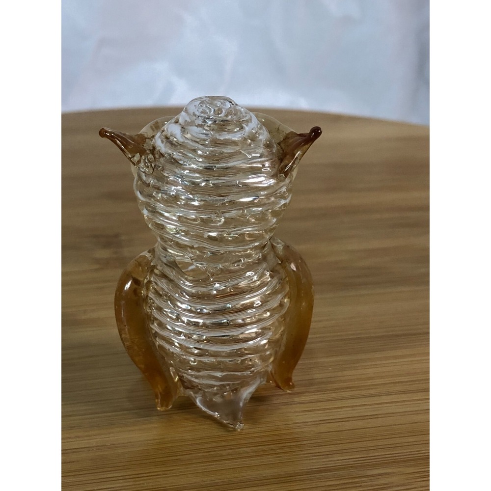 Vintage Hand Blown Art Glass Owl Figurine 2.5" Coil Glasswork - Picture 3 of 8